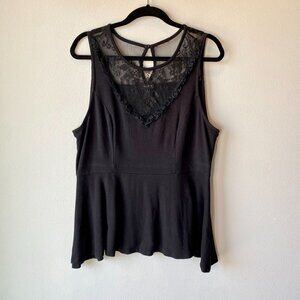 Torrid Black Lace Yoke Peplum Top 1X